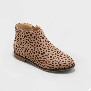 Cat & Jack Girls Judi Leopard Print Zipper Ankle Booties Size 4